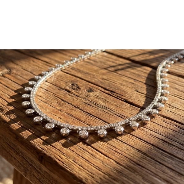 18K White Gold 3.15cts Diamond Fringe Drop Necklace GPD208