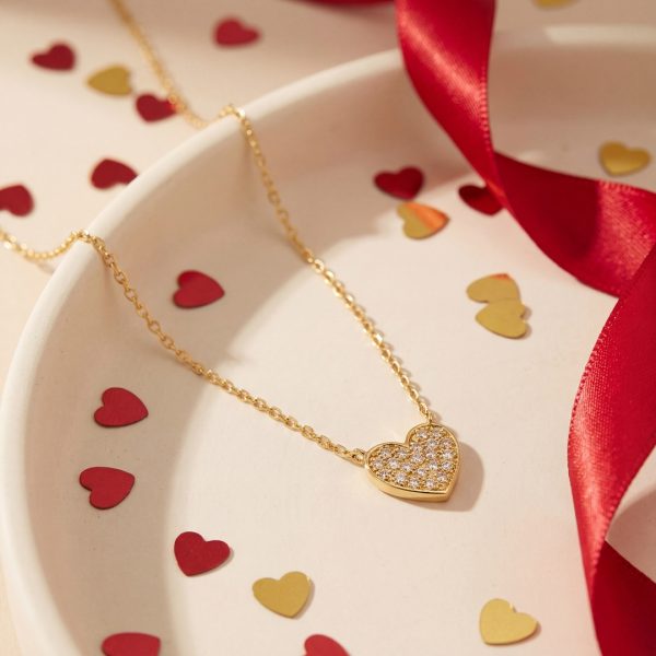 14K Gold Diamond Heart Necklace | Sparkling Diamonds GPD213