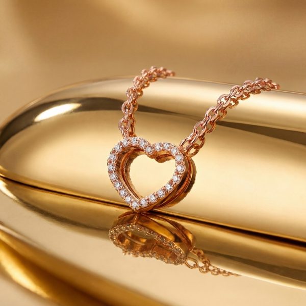 Heart Necklace-Reversible 14K Gold & Diamond Pendant GPD212