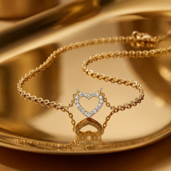 Heart Necklace-Reversible 14K Gold & Diamond Pendant GPD216