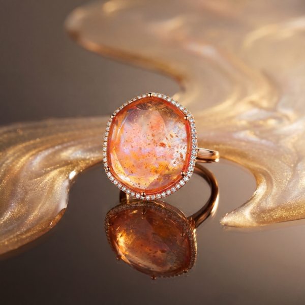 18K Rose Gold Rosette Sapphire Ring | Diamond Halo GRD019