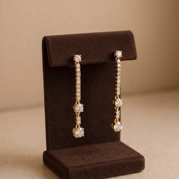 9K Gold Chandelier Earrings | Cubic Zirconia GE2461