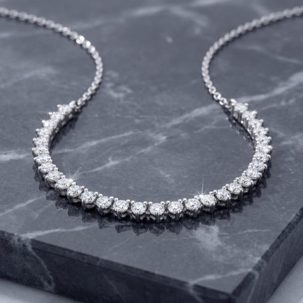 18K White Gold Tennis Chain Necklace | 0.96ct Diamonds GPD022