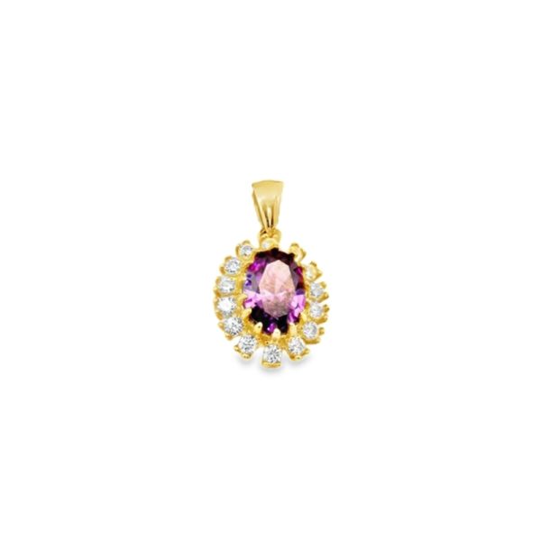 Purple Cubic Zircon in a Dainty Pendant - 9K Gold GP048-2