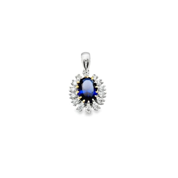 Dainty Pendant with a Blue Cubic Zircon | 9K Gold GP048
