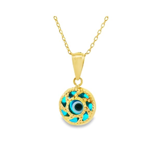 9K Gold Evil-Eye Charm Necklace GP046