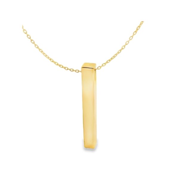 Sleek Custom Engraving Bar Pendant 18K Gold Necklace GP088