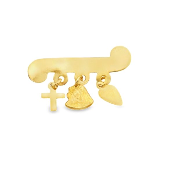 Engravable 18K Gold Baby Brooch Pin/Faith, Hope, Love GBR001