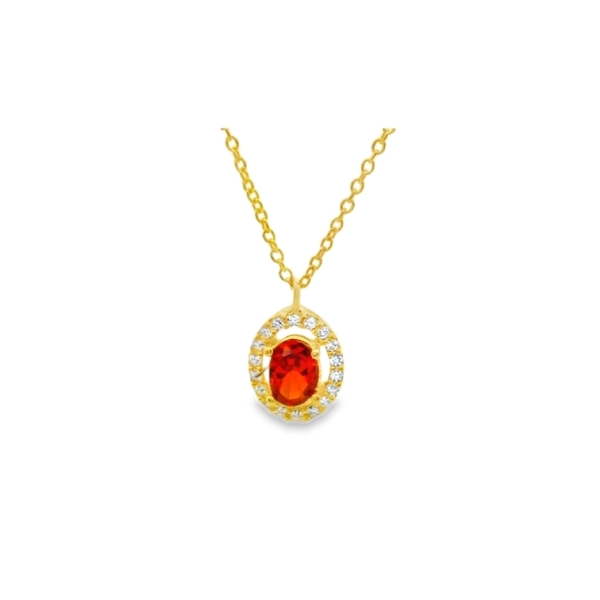 Oval Halo Necklace Brilliant CZ Stone | 925 Sterling Silver SP026-6