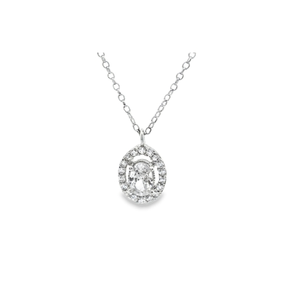 Oval Halo Necklace Brilliant CZ Stone | 925 Sterling Silver SP026-4