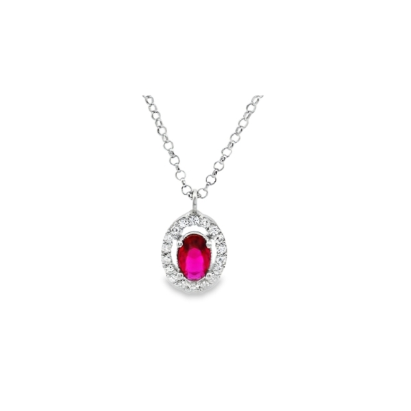 Oval Halo Necklace Brilliant CZ Stone | 925 Sterling Silver SP026-5