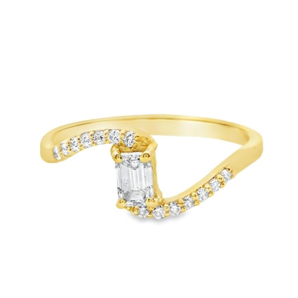 Baguette & Brilliant Cut Bypass Diamond Ring |14K Gold GRS056
