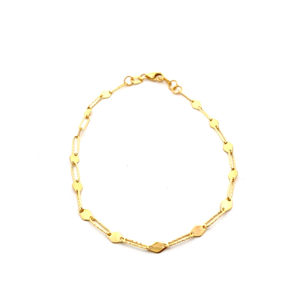Hexagon Coin Link Dainty 18K Yellow Gold Bracelet GB053