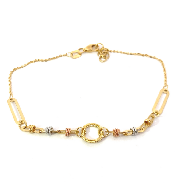 Tri-Color 18K Gold Station Bracelet GB052