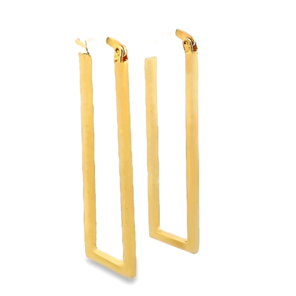 Elongated Rectangular Hoop Earrings - 18K Gold GE078