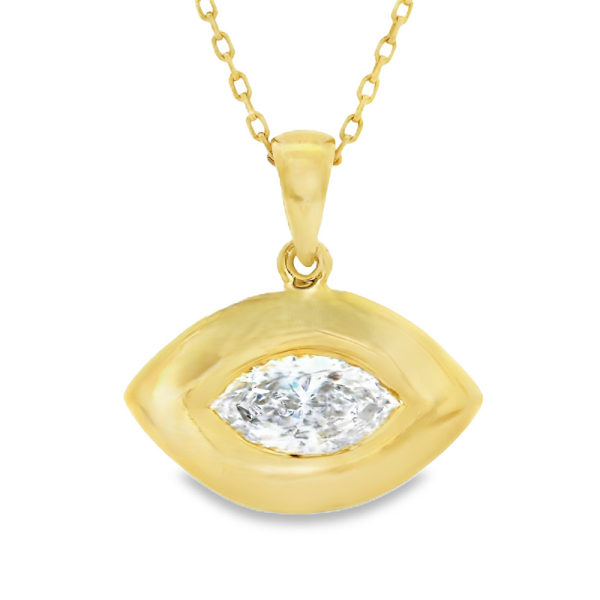 18K Gold Marquise Diamond Solitaire Pendant / Necklace GPD225