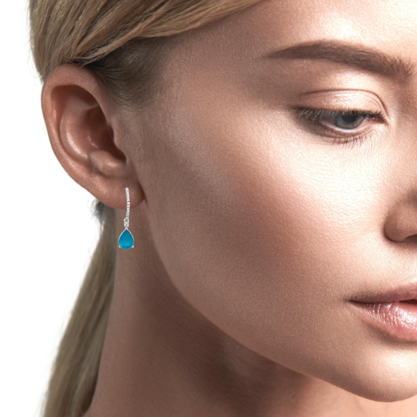 18K Gold Apatite Diamond Earrings GED035