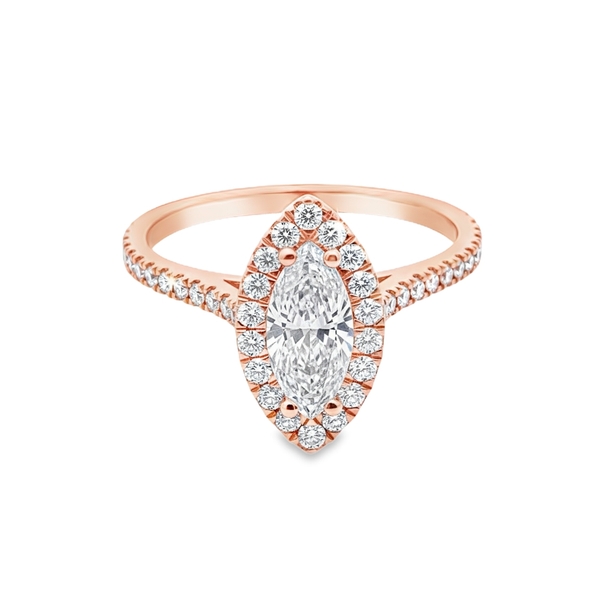 Marquise Diamond Halo Engagement Ring in 18K Gold GRS231