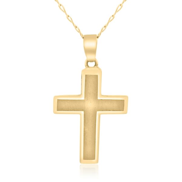 18K Gold Diamond-Cut Unisex Cross Pendant GC017