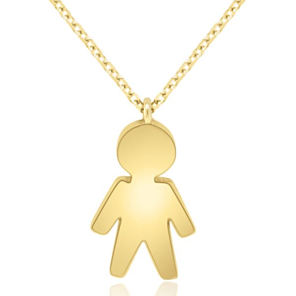 Personalized 9K Gold Boy Silhouette Pendant Necklace GP054B