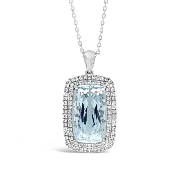 18K Gold Aquamarine Diamond Necklace GPD026