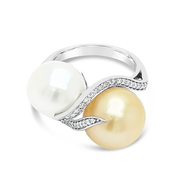 18K Gold South Sea Pearl Diamond Ring GRD075