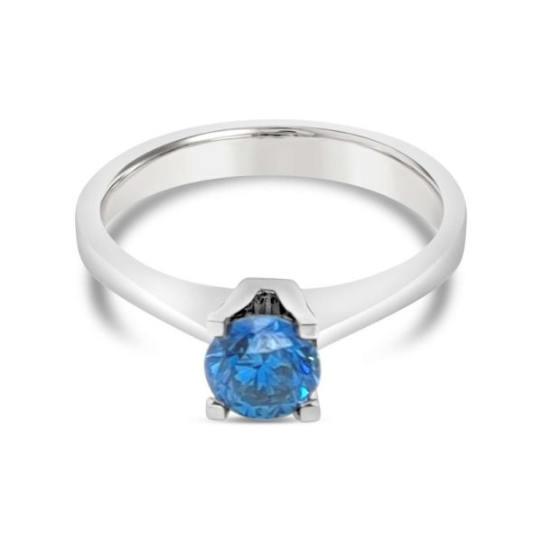 18K Gold Blue Diamond Engagement Ring GRS131