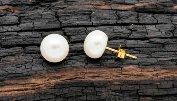 Natural Freshwater Pearl Stud Earrings | 18K Yellow Gold GE116
