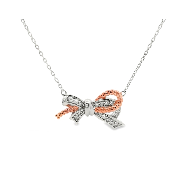 Sterling Silver & Rose Gold Rope Bow Necklace - SP029