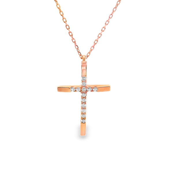 Minimalist 18K Gold Cross Necklace with Cubic Zirconia GC091