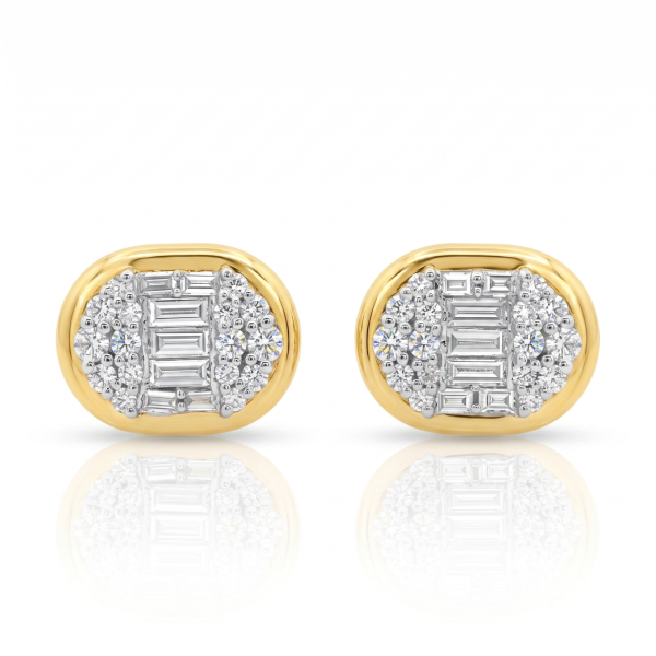 Diamond Cluster Stud Earrings | 18K Gold GED042