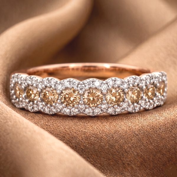 Nine-Halo Brown Diamond Band | 18K Rose Gold Ring GRD207