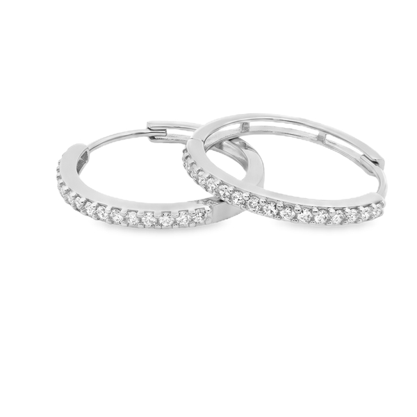 9K White Gold Cubic Zirconia Hoop Earrings GE130
