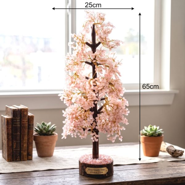 Handcrafted Rose Quartz Wire Tree of Life | 65cm V025-1