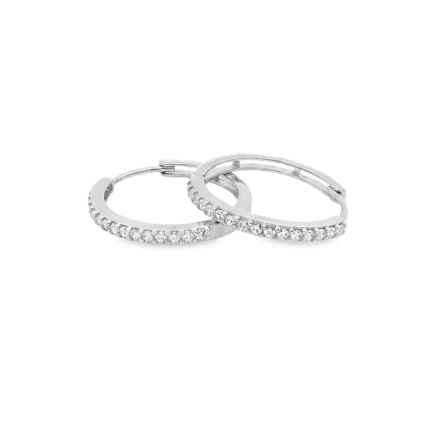 9K White Gold Cubic Zirconia Hoop Earrings GE131-1