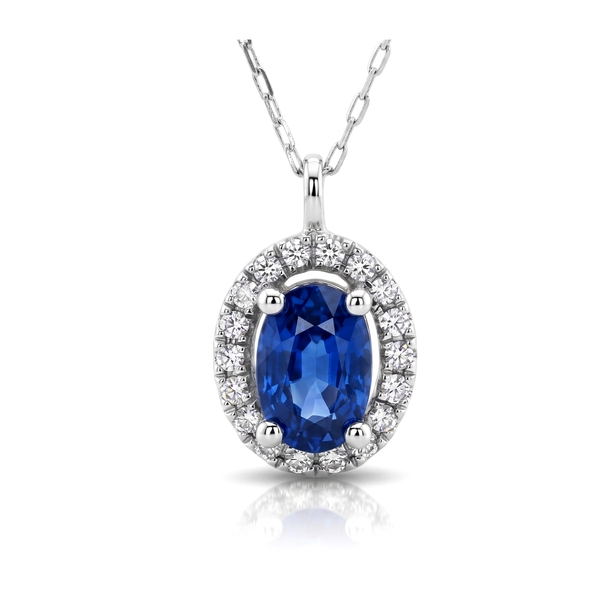 Blue Sapphire Diamond Platinum Pendant GPD081