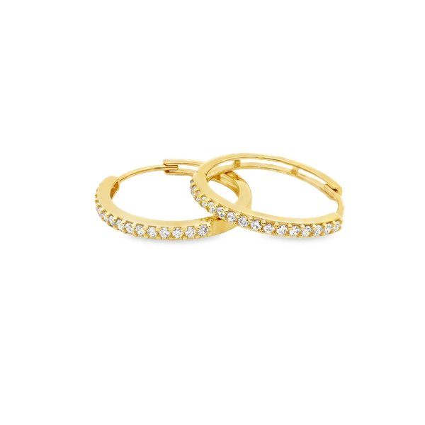 9K White Gold Cubic Zirconia Hoop Earrings GE131-1