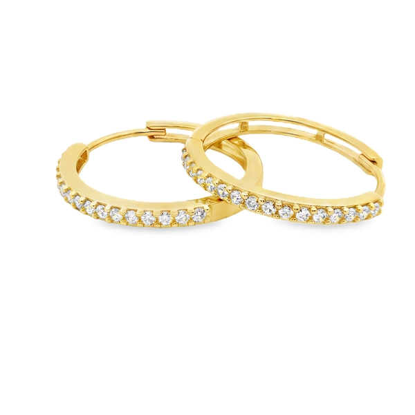 9K Yellow Gold Cubic Zirconia Hoop Earrings GE130
