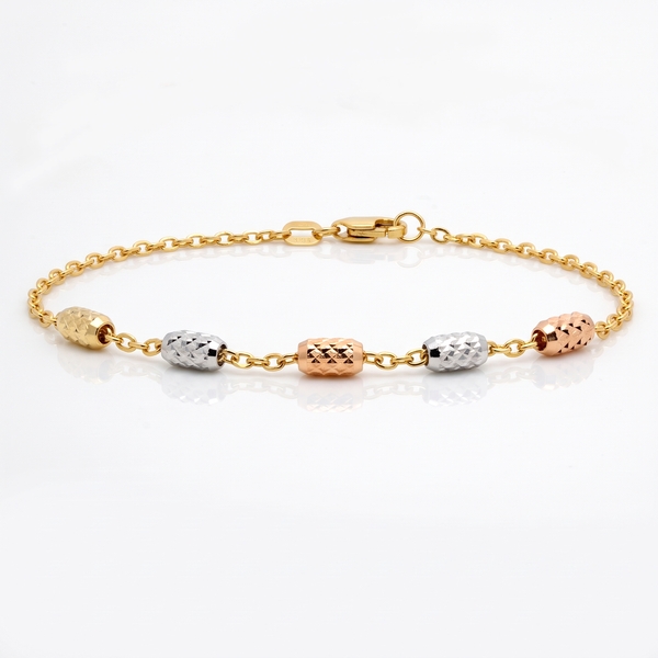 18K Three-Tone Gold Station Bracelet GB107