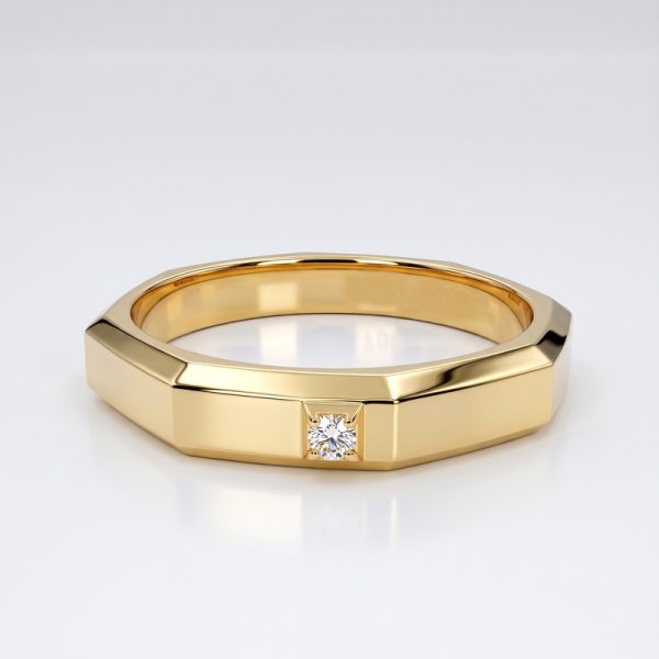 18K Yellow Gold Geometric Diamond Band GRD219