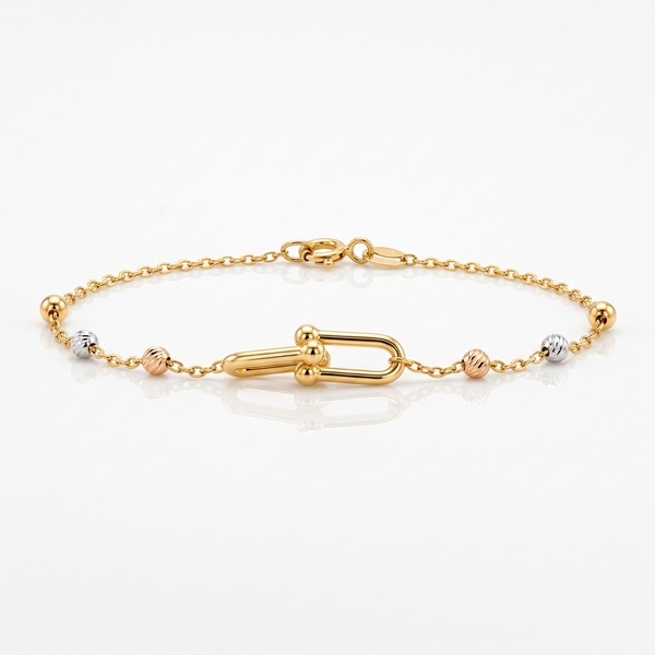 18K Three-Tone Gold Link Bracelet GB109