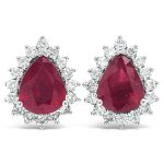 18K Gold Diamond Rubies Earrings GED107