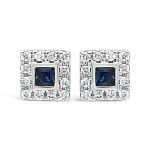 18K Gold Sapphire Diamond Earrings GED095