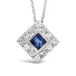 18K Gold Sapphire Diamond Necklace GPD157