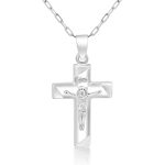 18K White Gold Classic Crucifix Cross Pendant GC039