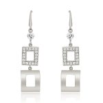 Geometric Dangle Earrings CZ Pave - 18K Gold GE035