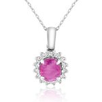 18K Gold Sapphire Diamond Pendant GPD053