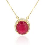18K Gold Ruby Diamond Necklace GPD038