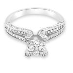 18K Gold Diamond Cluster Split Shank Engagement Ring GRS143