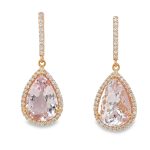 18K Gold Morganite Diamond Earrings GED043